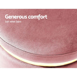 Artiss Ottoman Foot Stool Round Velvet Pink