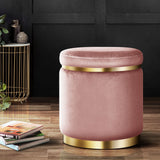 Ottomans & Footstools: Artiss Ottoman Foot Stool Round Velvet Pink