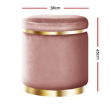Ottomans & Footstools: Artiss Ottoman Foot Stool Round Velvet Pink