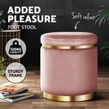 Ottomans & Footstools: Artiss Ottoman Foot Stool Round Velvet Pink