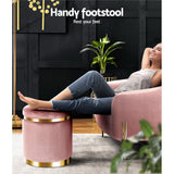 Ottomans & Footstools: Artiss Ottoman Foot Stool Round Velvet Pink