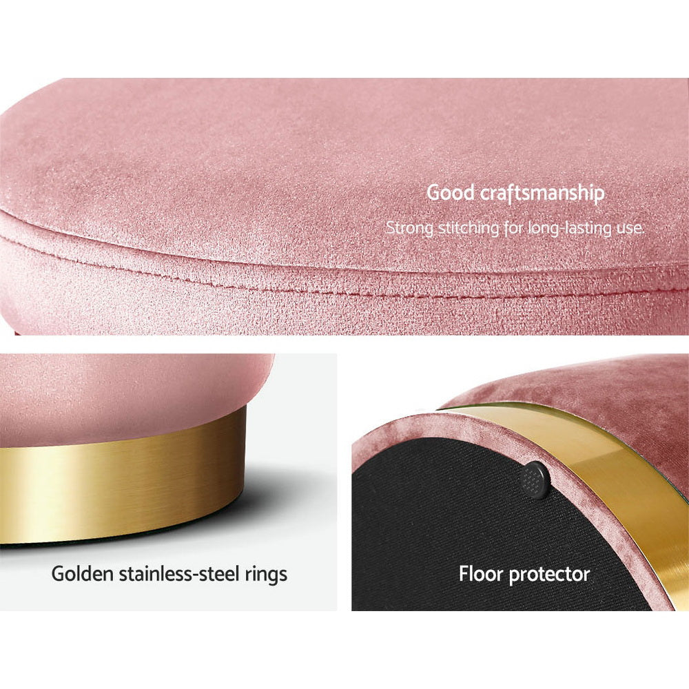 Ottomans & Footstools: Artiss Ottoman Foot Stool Round Velvet Pink