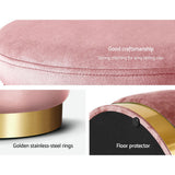 Ottomans & Footstools: Artiss Ottoman Foot Stool Round Velvet Pink
