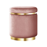 Ottomans & Footstools: Artiss Ottoman Foot Stool Round Velvet Pink
