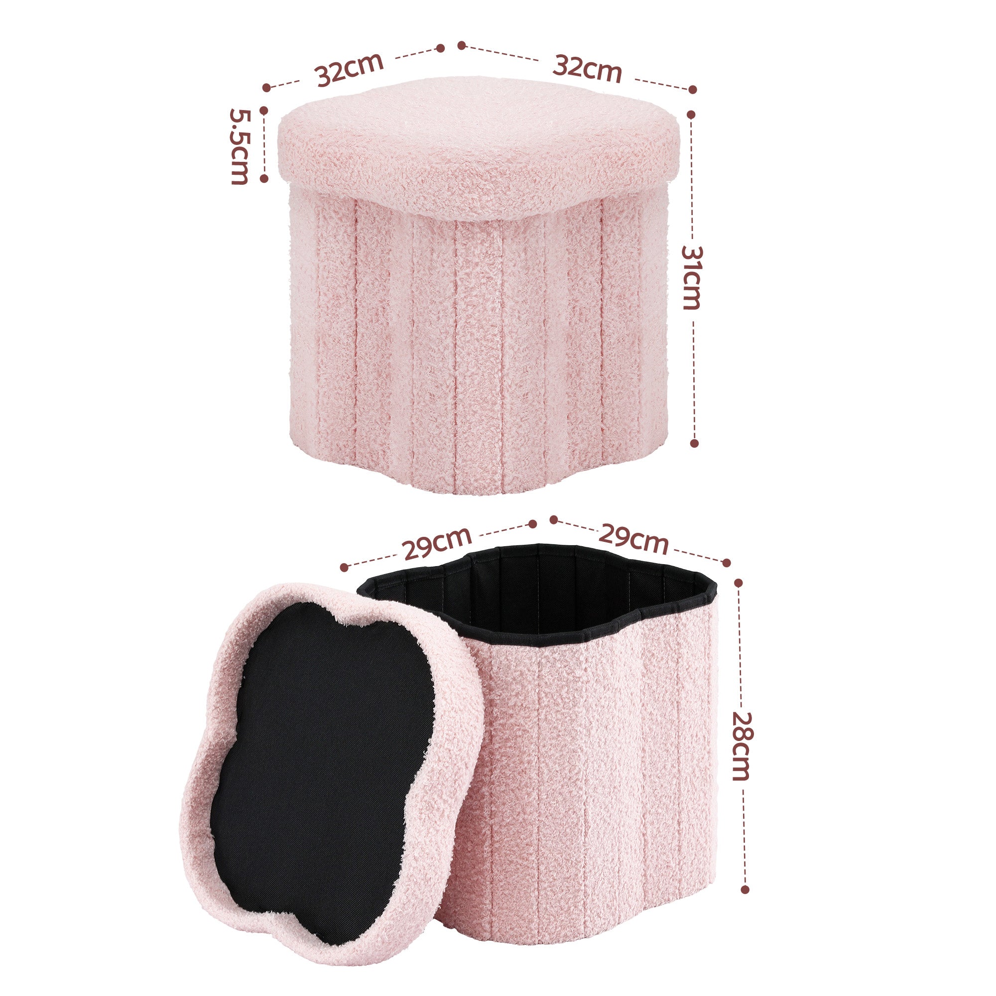 Ottomans & Footstools: Artiss Storage Ottoman Foot Stool Foldable Pink