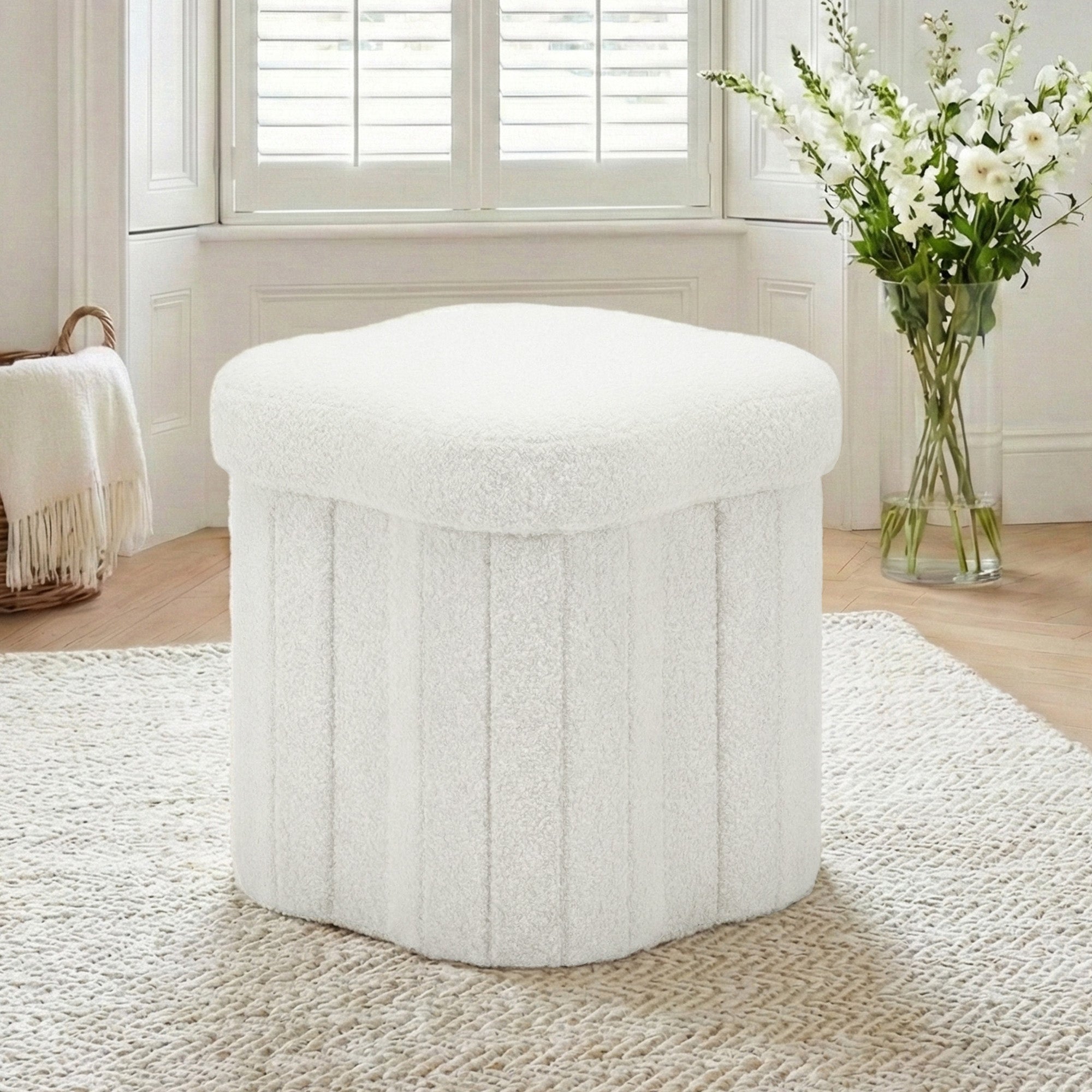 Ottomans & Footstools: Artiss Storage Ottoman Foot Stool Foldable White