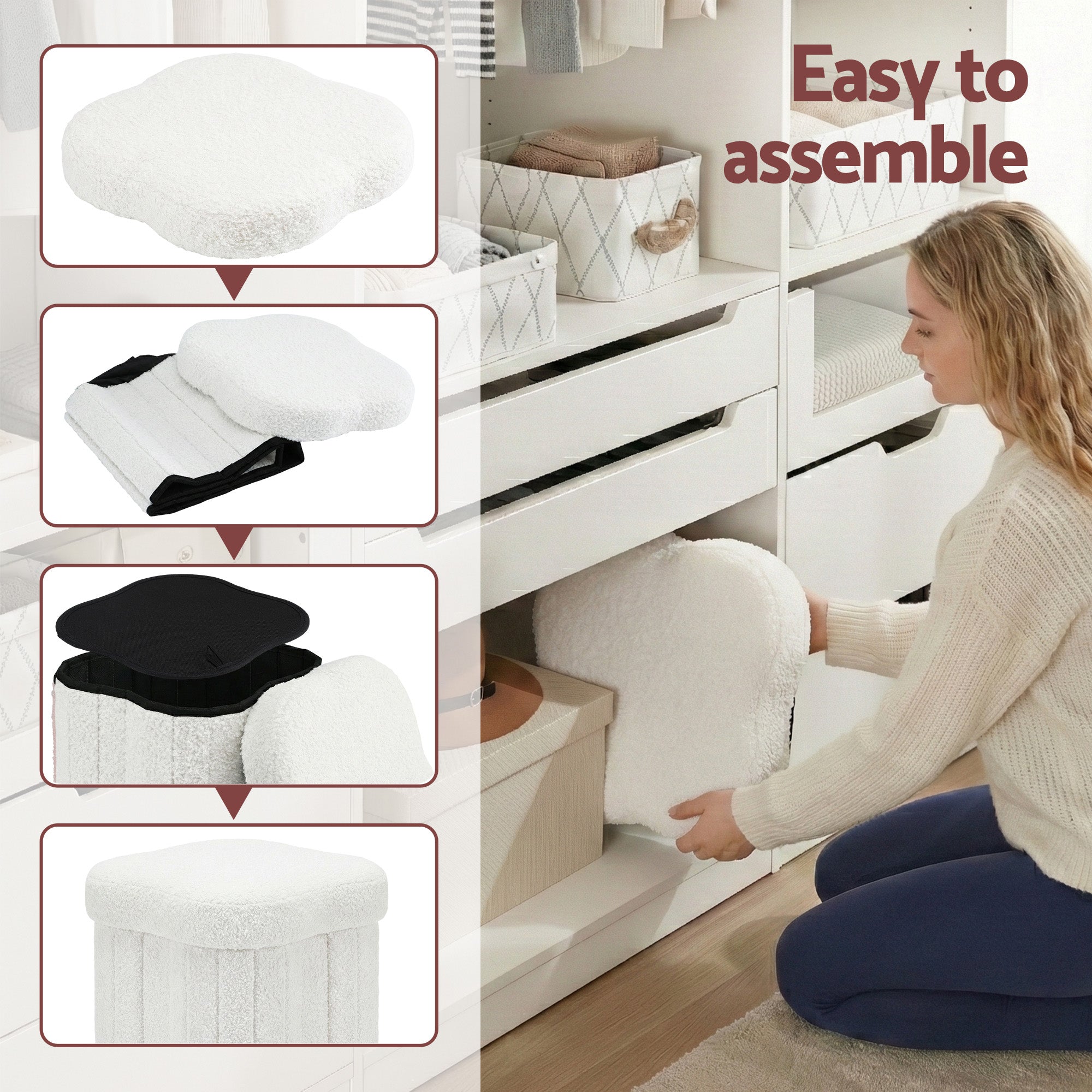 Ottomans & Footstools: Artiss Storage Ottoman Foot Stool Foldable White