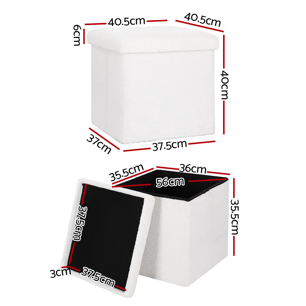 Ottomans & Footstools: Artiss Ottoman Storage Foot Stool Vanity Square Teddy