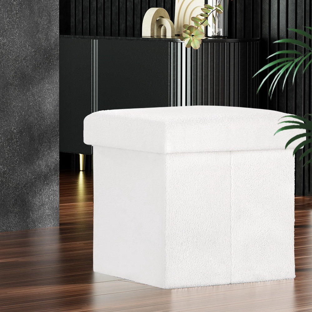 Ottomans & Footstools: Artiss Ottoman Storage Foot Stool Vanity Square Teddy
