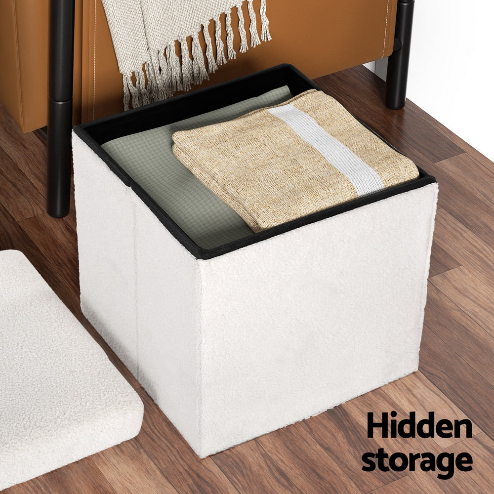 Ottomans & Footstools: Artiss Ottoman Storage Foot Stool Vanity Square Teddy