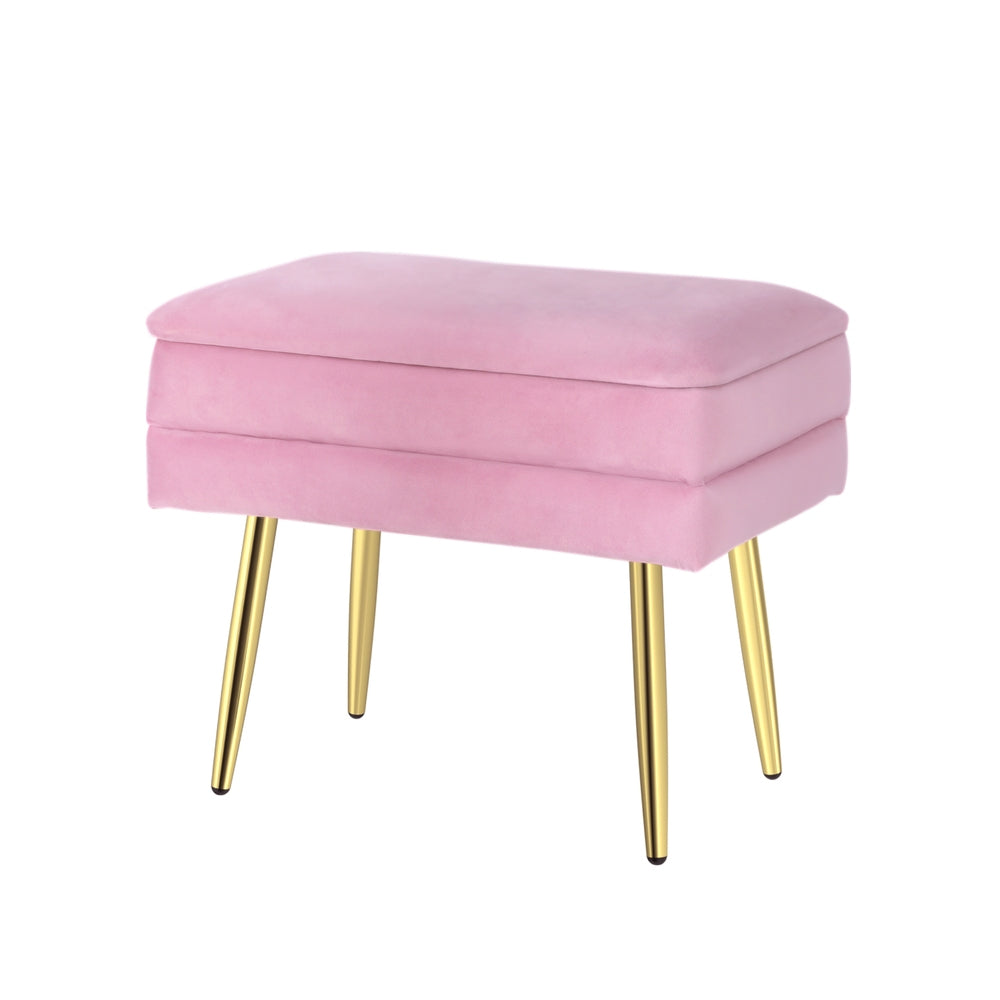 Ottomans & Footstools: Artiss Ottoman Storage Foot Stool Vanity Velvet Pink