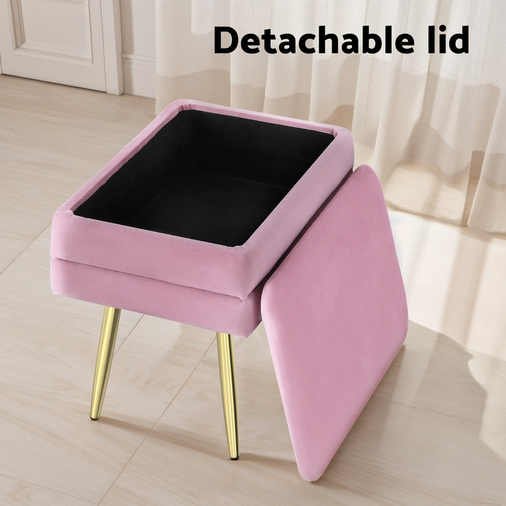 Ottomans & Footstools: Artiss Ottoman Storage Foot Stool Vanity Velvet Pink