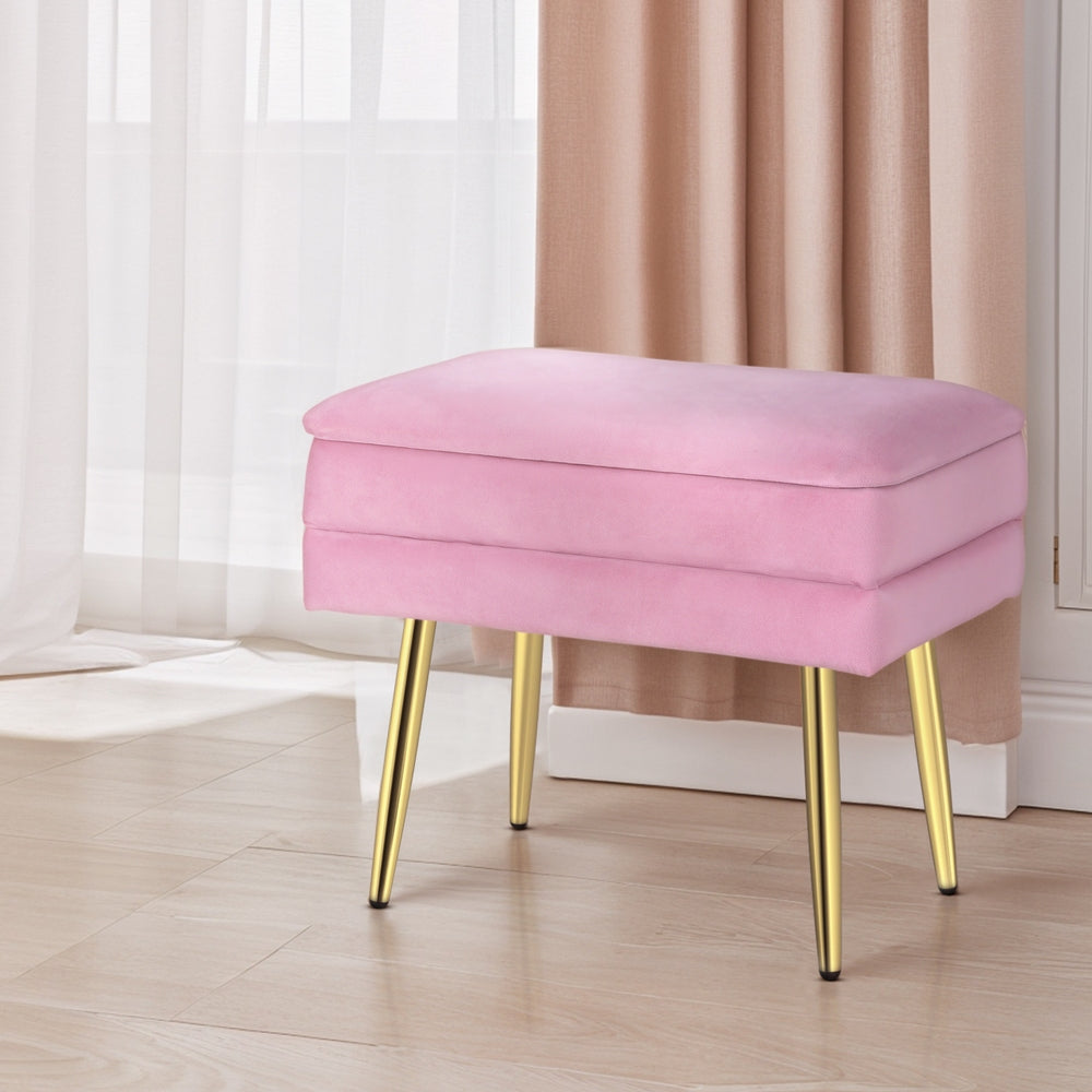 Ottomans & Footstools: Artiss Ottoman Storage Foot Stool Vanity Velvet Pink