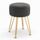 98765-Artiss Ottoman Storage Foot Stool Vanity Velvet Round Grey