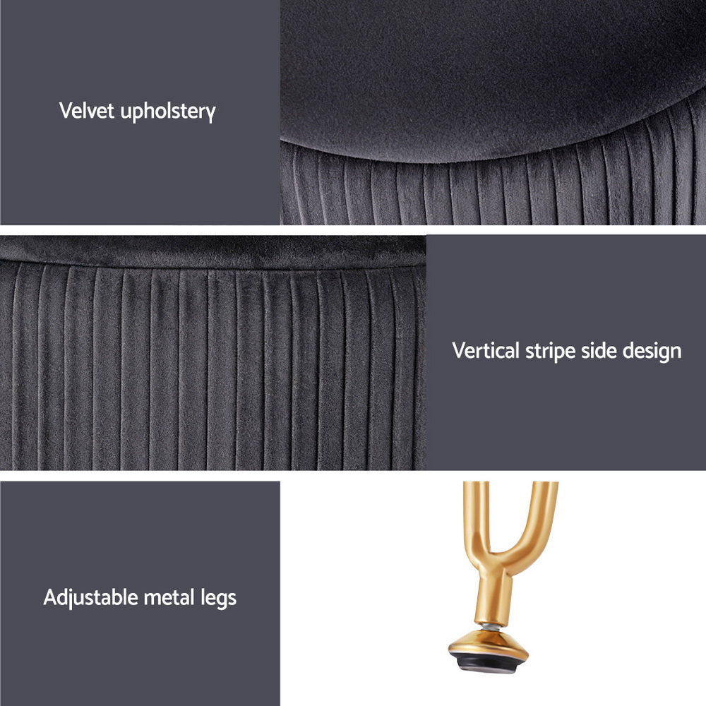 Ottomans & Footstools: Artiss Ottoman Storage Foot Stool Vanity Velvet Round Grey
