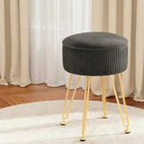 98765-Artiss Ottoman Storage Foot Stool Vanity Velvet Round Grey