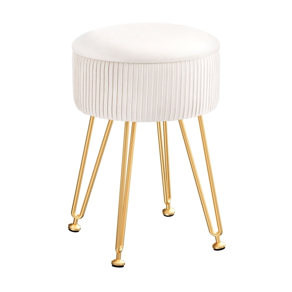 Ottomans & Footstools: Artiss Ottoman Storage Foot Stool Vanity Velvet Round White