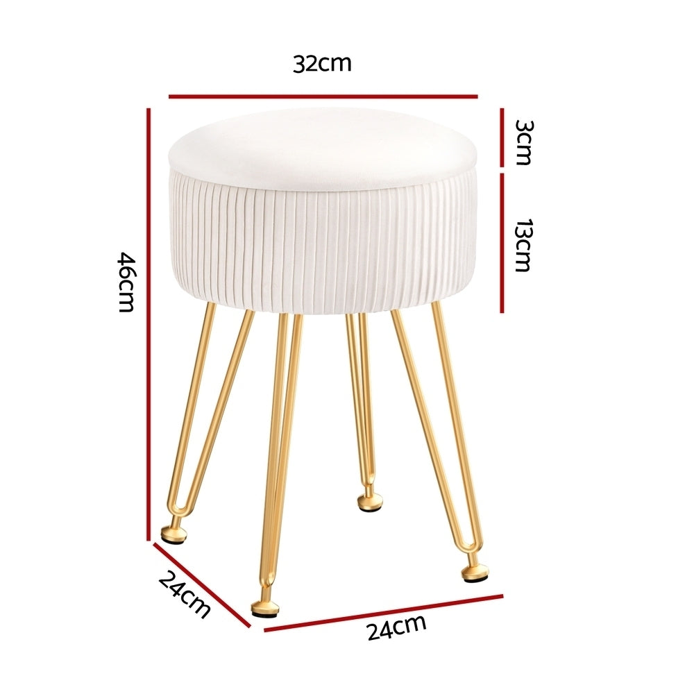 Ottomans & Footstools: Artiss Ottoman Storage Foot Stool Vanity Velvet Round White