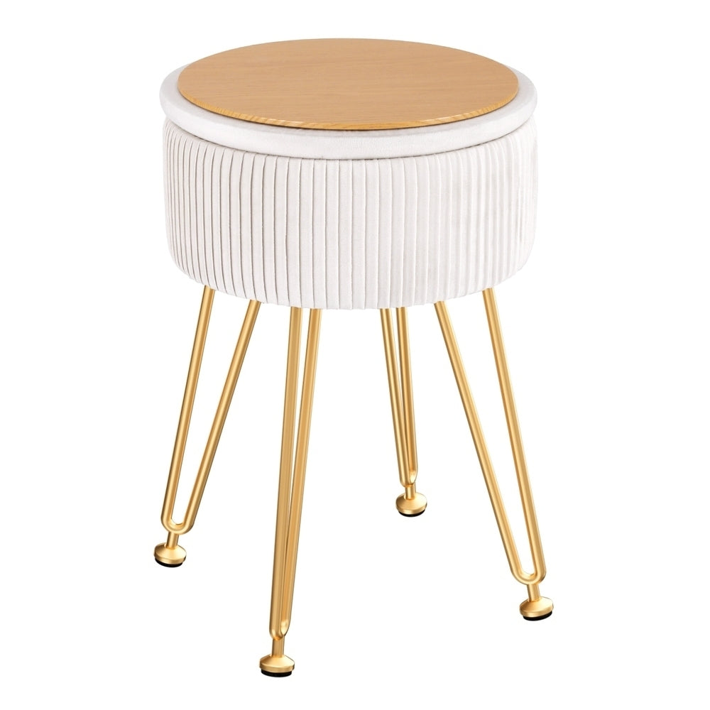 Ottomans & Footstools: Artiss Ottoman Storage Foot Stool Vanity Velvet Round White