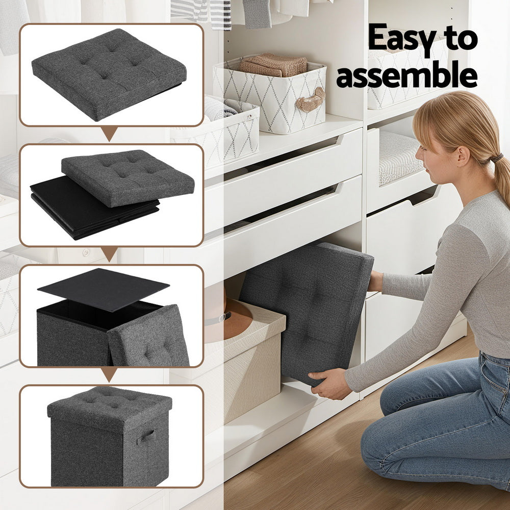 Ottomans & Footstools: Artiss Storage Ottoman Rest Foot Stool Foldable