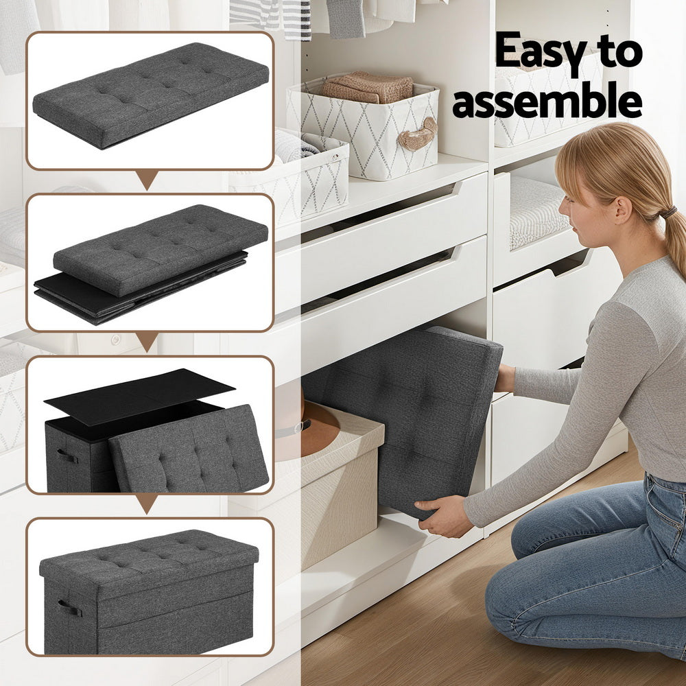 Ottomans & Footstools: Artiss Storage Ottoman Foot Stool Rest Foldable