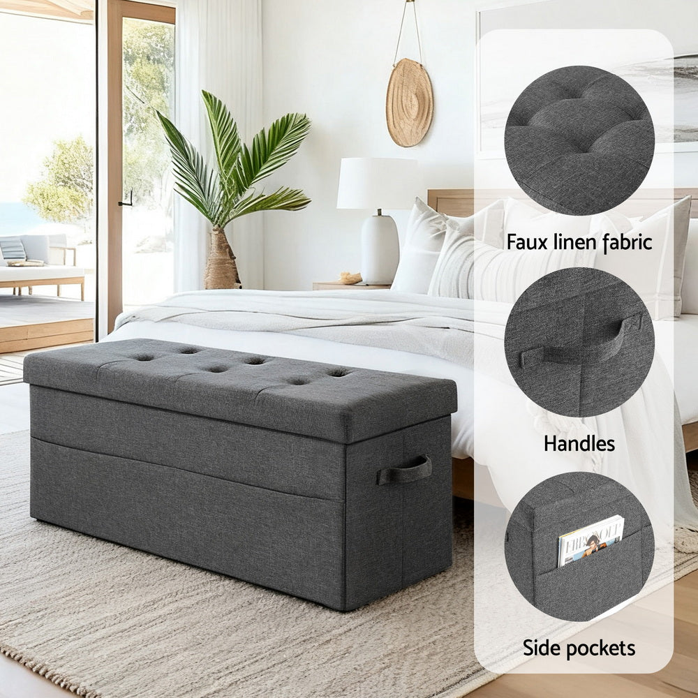 Ottomans & Footstools: Artiss Storage Ottoman Foot Stool Rest Foldable