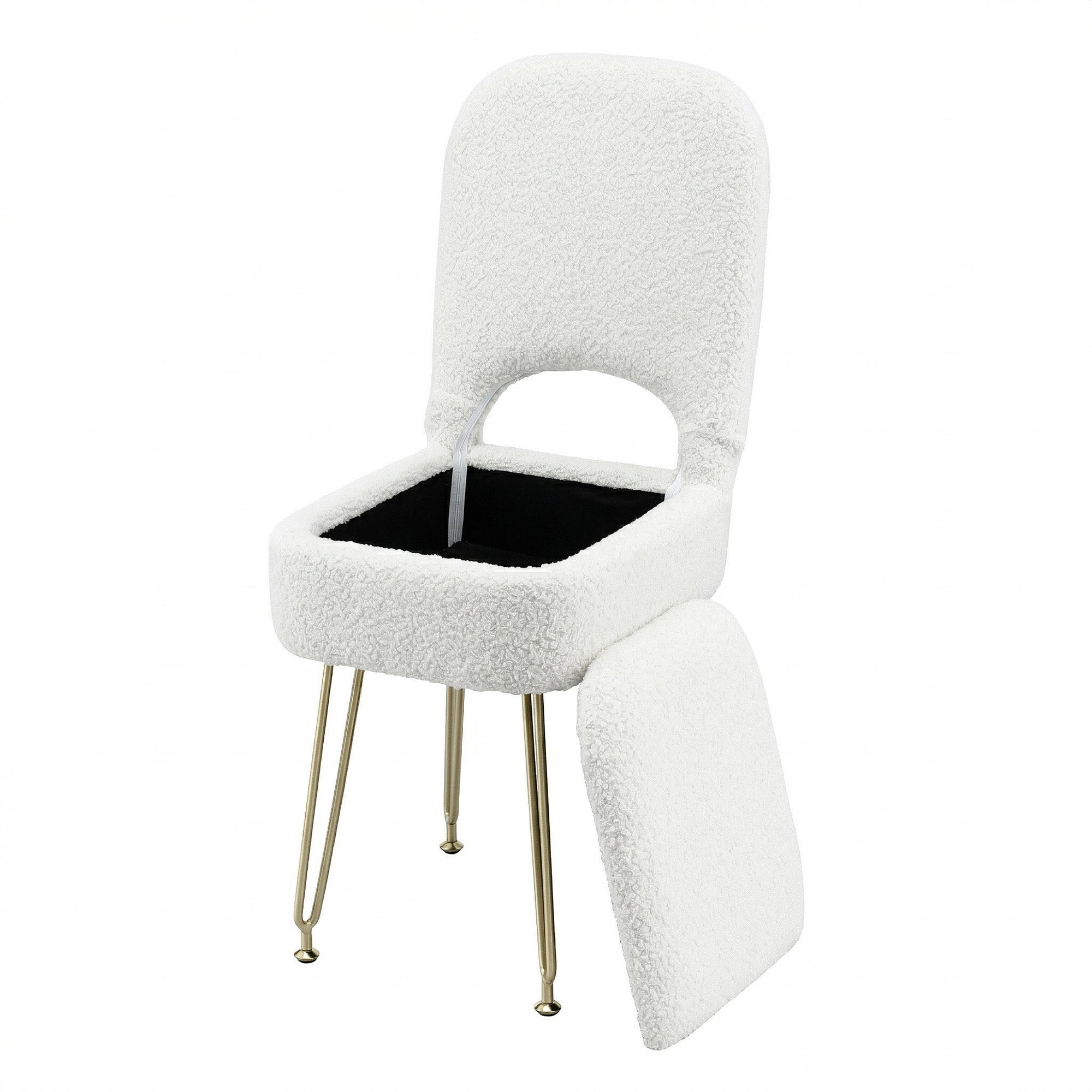 Artiss Storage Ottoman Vanity Stool Foot Stool Folding Back White
