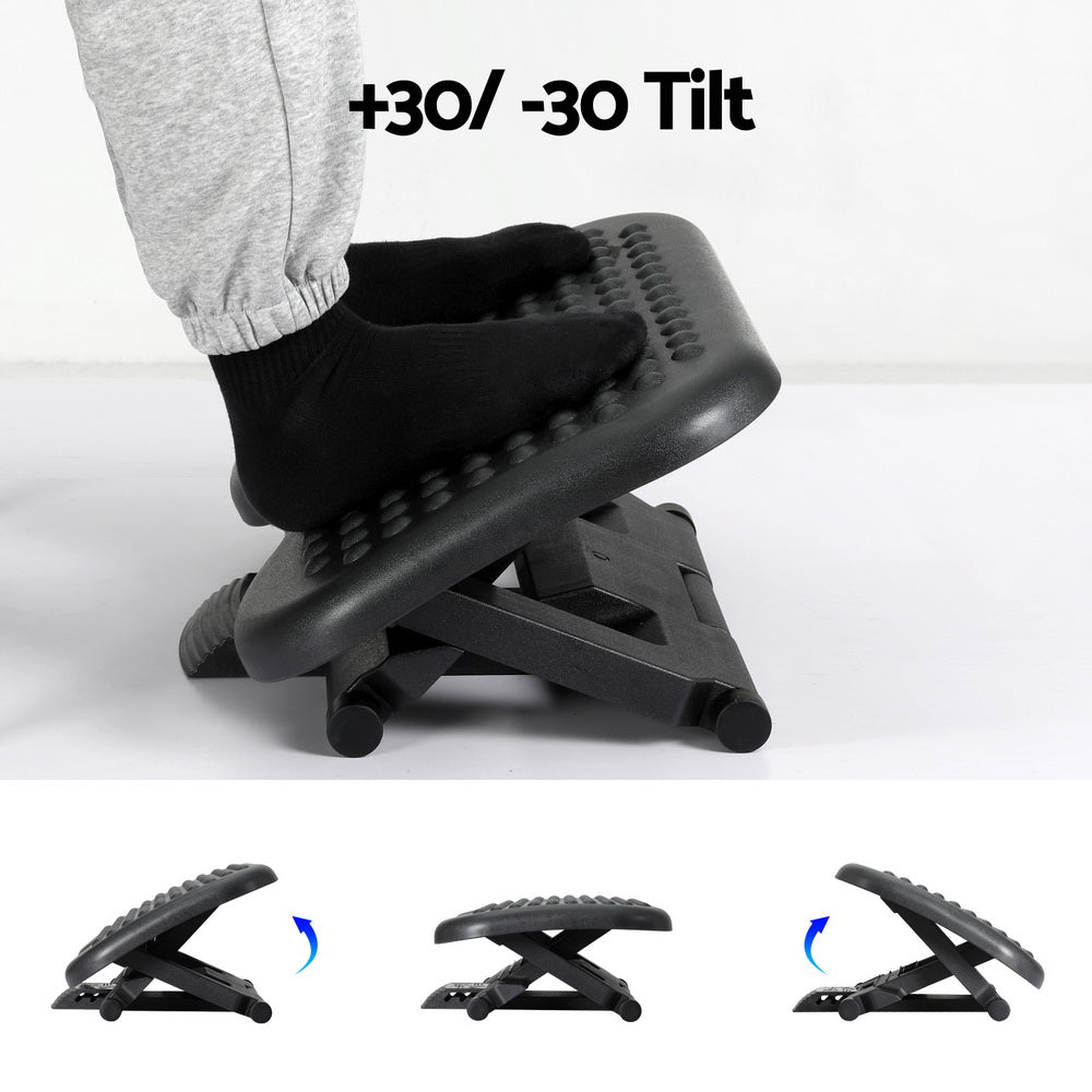 Massage Chairs: Artiss Foot Rest Stool Office Under Desk Angle Adjustable Footrest Massage Black