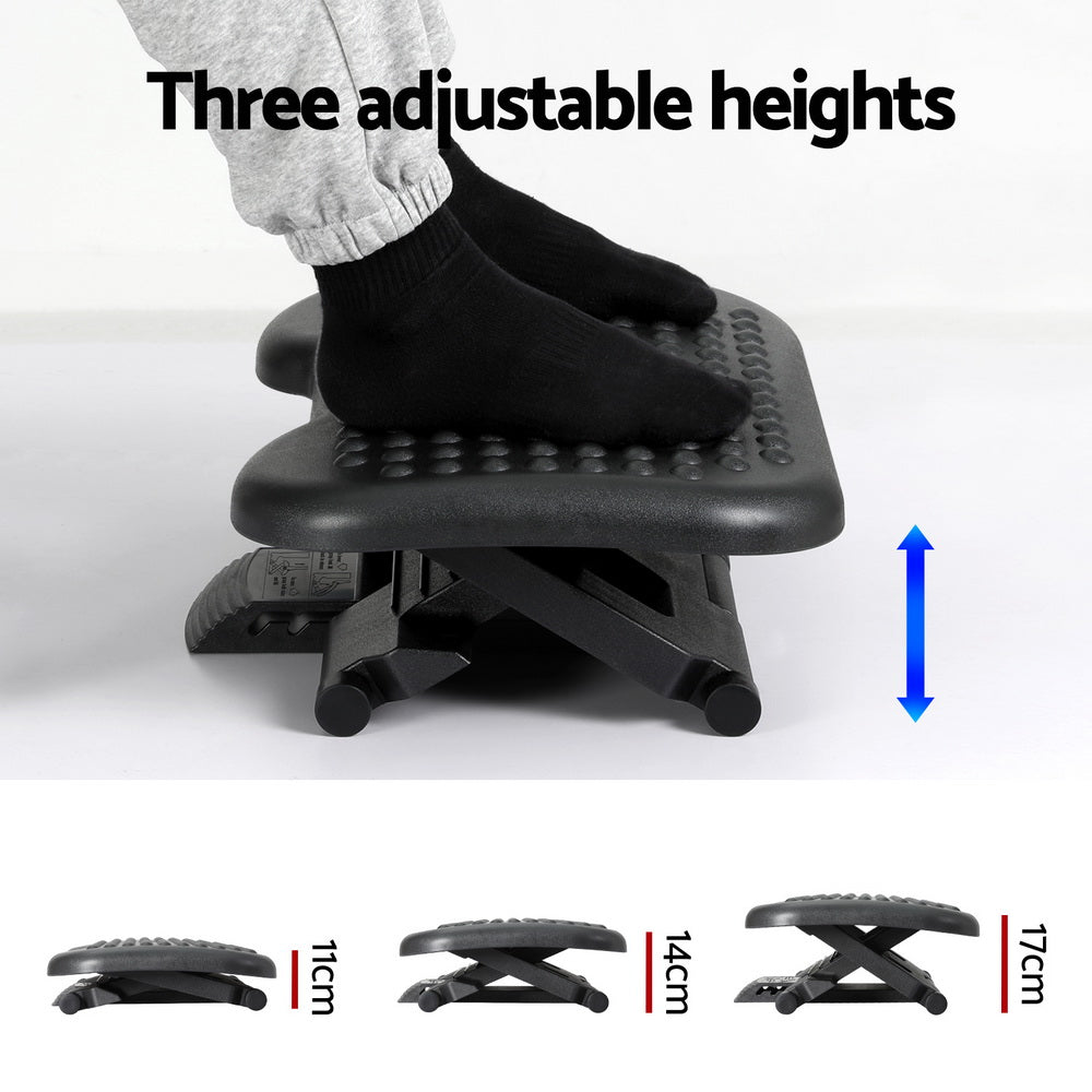 Massage Chairs: Artiss Foot Rest Stool Office Under Desk Angle Adjustable Footrest Massage Black