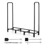 Gardening Accessories: Gardeon Firewood Rack 120cm Wood Rack 3 Sizes Firewood Storage with Tools Black