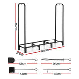Gardening Accessories: Gardeon Firewood Rack 120cm Wood Rack 3 Sizes Firewood Storage with Tools Black