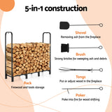 Gardening Accessories: Gardeon Firewood Rack 120cm Wood Rack 3 Sizes Firewood Storage with Tools Black