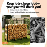 Gardening Accessories: Gardeon Firewood Rack 120cm Wood Rack 3 Sizes Firewood Storage with Tools Black