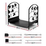 Gardening Accessories: Gardeon Firewood Rack 48cm Wood Rack Firewood Storage Indoor Outdoor Black