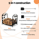 Gardening Accessories: Gardeon Firewood Rack 48cm Wood Rack Firewood Storage Indoor Outdoor Black