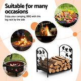 Gardening Accessories: Gardeon Firewood Rack 48cm Wood Rack Firewood Storage Indoor Outdoor Black