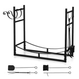 Gardening Accessories: Gardeon Firewood Rack 84cm Wood Rack Firewood Storage Indoor Outdoor Black