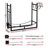 Gardening Accessories: Gardeon Firewood Rack 84cm Wood Rack Firewood Storage Indoor Outdoor Black