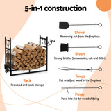 Gardening Accessories: Gardeon Firewood Rack 84cm Wood Rack Firewood Storage Indoor Outdoor Black