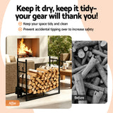 Gardening Accessories: Gardeon Firewood Rack 84cm Wood Rack Firewood Storage Indoor Outdoor Black