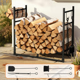 Gardening Accessories: Gardeon Firewood Rack 84cm Wood Rack Firewood Storage Indoor Outdoor Black