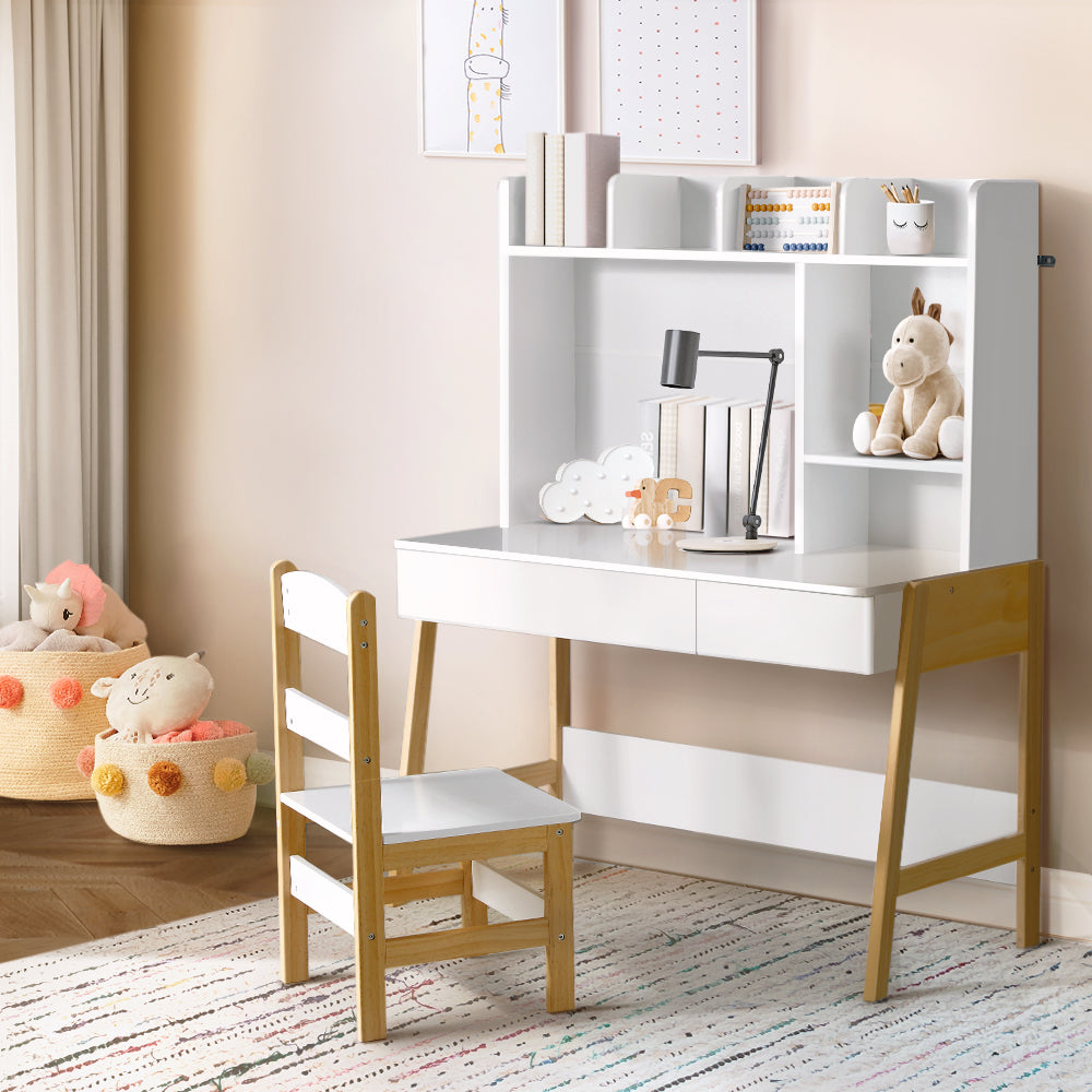 Kid's Bookcases & Shelves: Keezi 2PCS Kids Table and Chairs Set Study Activity Toys Storage Desk Drawer