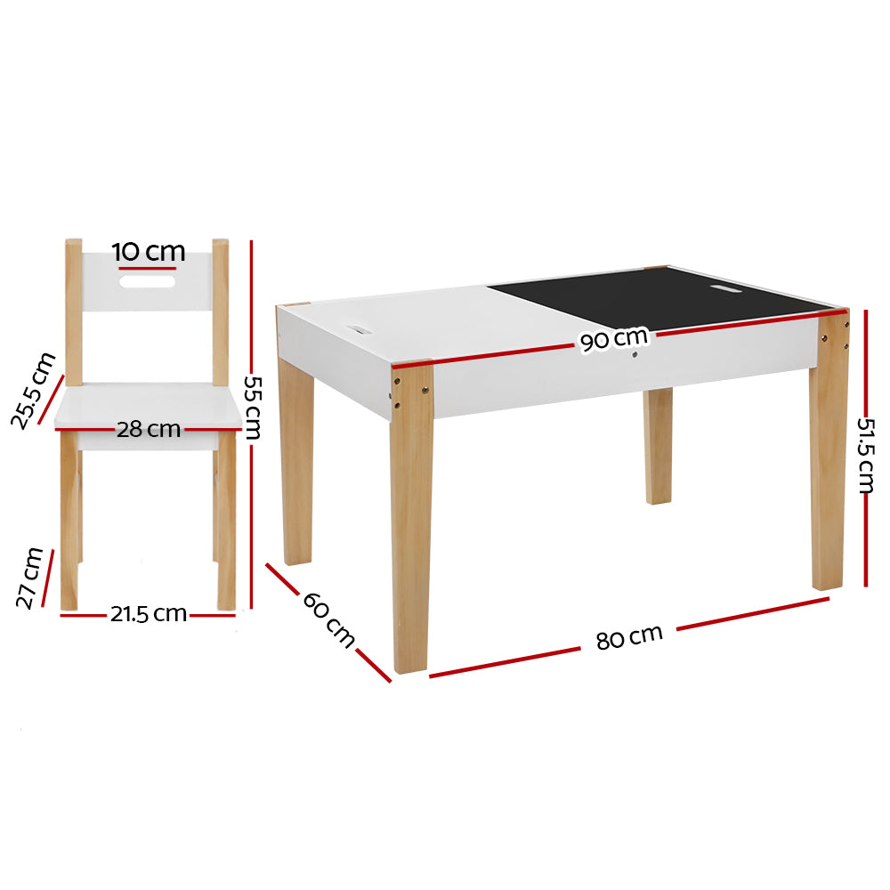 Pretend Play: Keezi 3PCS Kids Table and Chairs Set Storage Toys Play Activity Desk Chalkboard