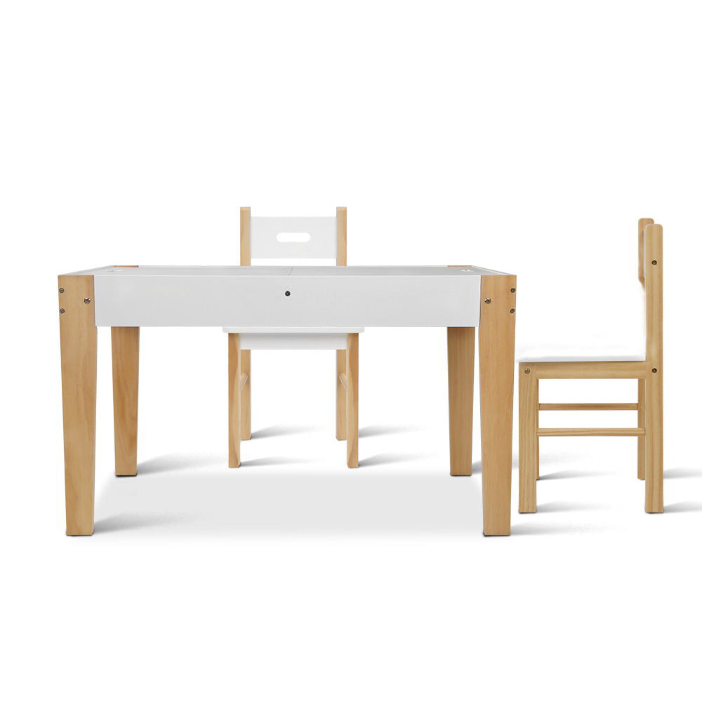 Pretend Play: Keezi 3PCS Kids Table and Chairs Set Storage Toys Play Activity Desk Chalkboard