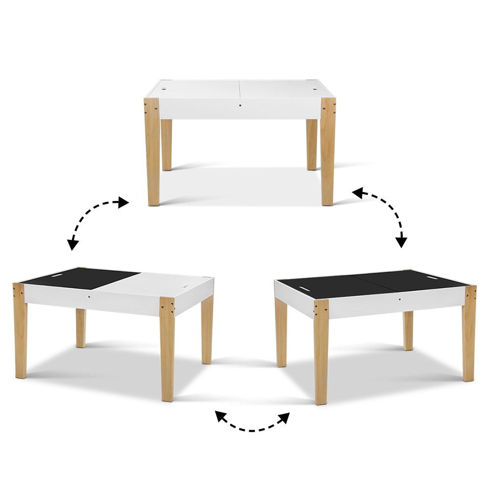 Pretend Play: Keezi 3PCS Kids Table and Chairs Set Storage Toys Play Activity Desk Chalkboard