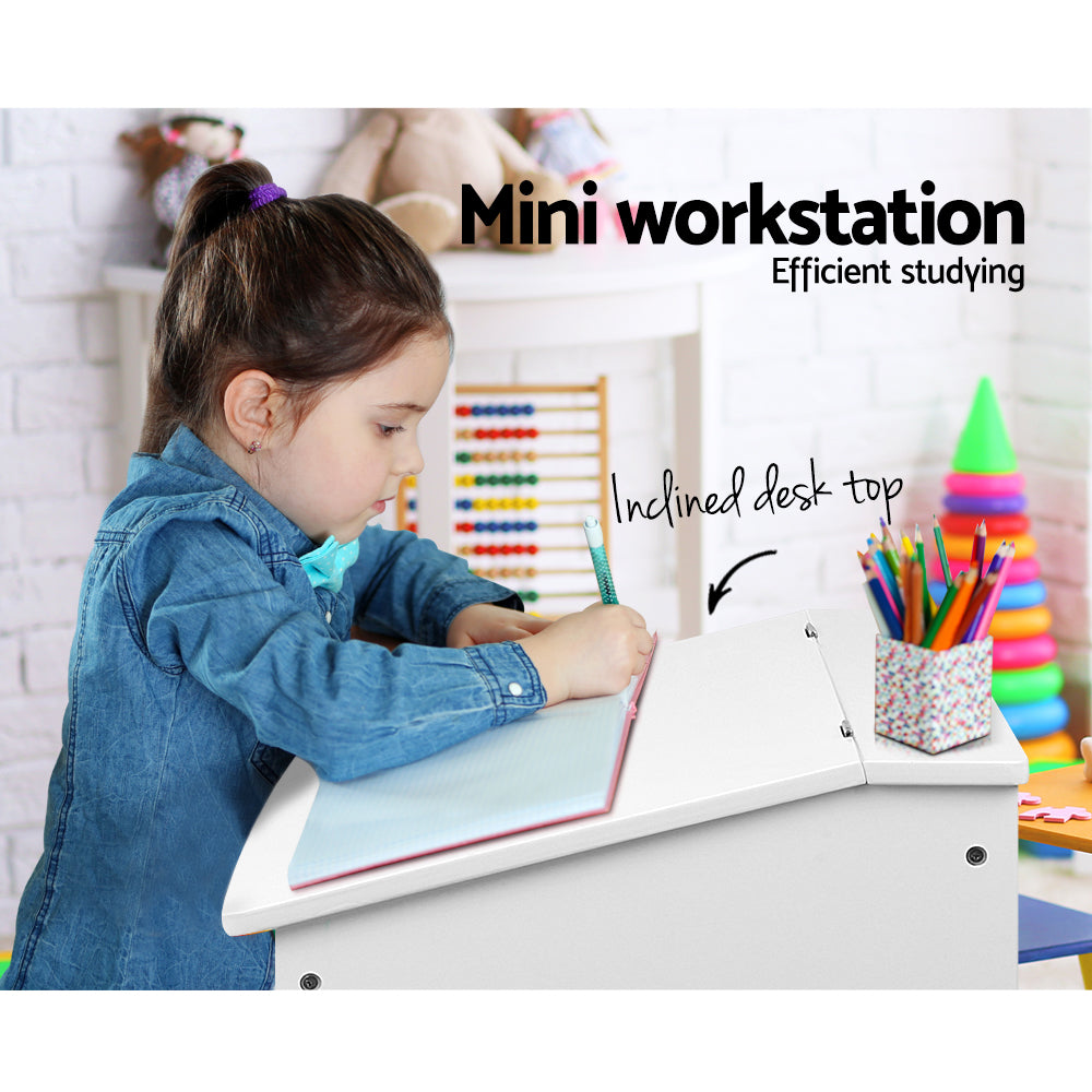 Kid's Desks: Keezi 2PCS Kids Table and Chairs Set Activity Children Playing Toys Study Desk