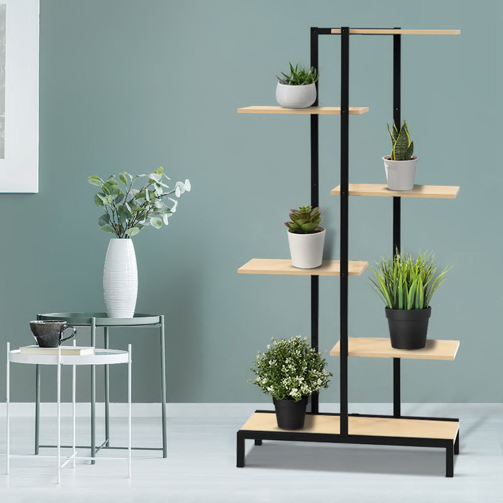Pots, Planters & Accessories: Artiss Plant Stand 6 Tier Metal Zigzag Flower Pot Shelf