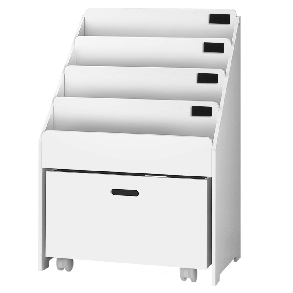 Kid's Bookcases & Shelves: Keezi 4 Tiers Kids Bookshelf Storage Organiser Children Bookcase Drawers Display
