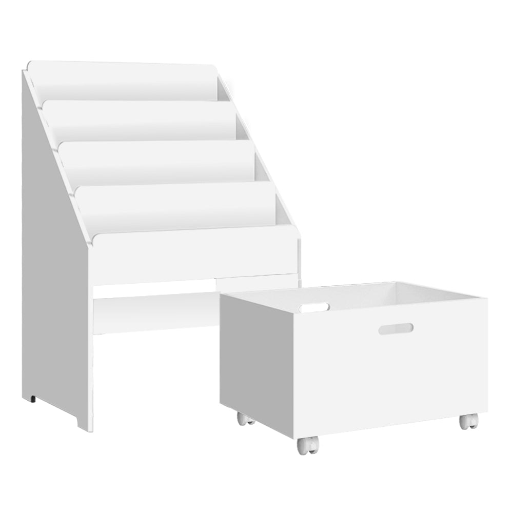 Kid's Bookcases & Shelves: Keezi 4 Tiers Kids Bookshelf Storage Organiser Children Bookcase Drawers Display