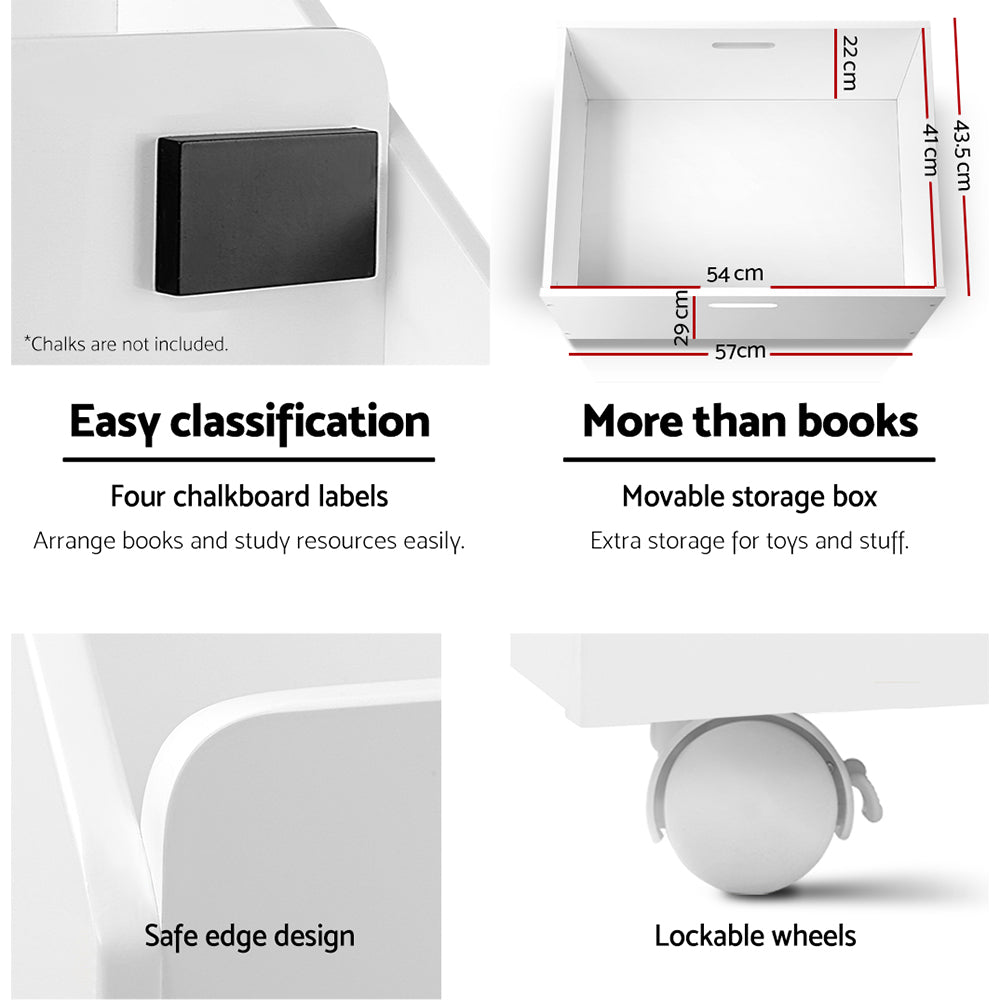 Kid's Bookcases & Shelves: Keezi 4 Tiers Kids Bookshelf Storage Organiser Children Bookcase Drawers Display